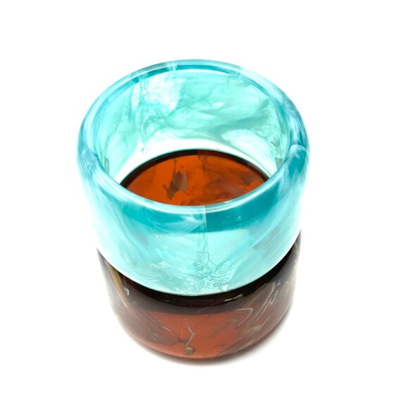 Earth & Sky Vintage Lucite Bangle Duo — 1970s Chunky Stackers — EUC - Picture 3 of 11